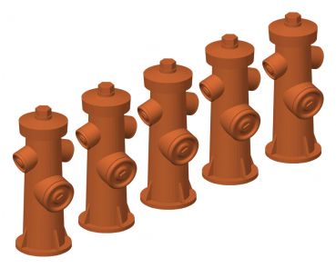 Löschwasser-Hydrant um 1980, 5 Stück, Spur 0, 1:45